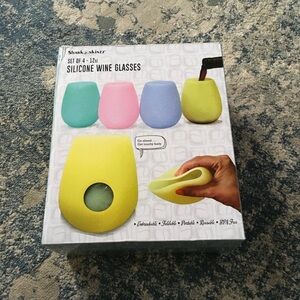 Silicone Wine Glasses Set - Yellow, Pink, Blue, Green